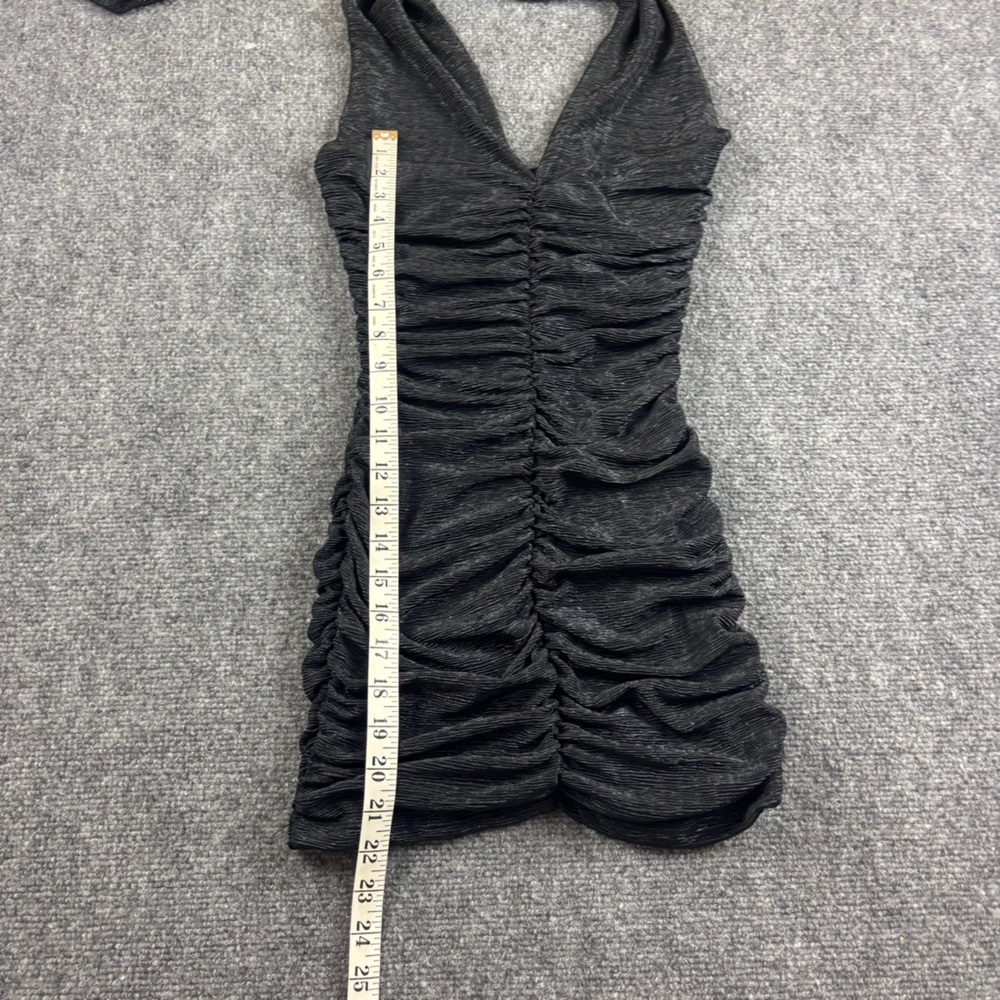 FREDRICKS OF HOLLYWOOD Women’s Black Sparkle Ruched Bodycon Halter Mini Dress XS - Picture 3 of 7